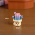 Miniature pink and blue resin cactus succulent figurine in cute pot with 3.9cm height - No. 11 Expression Pink Blue
