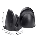 Black shark fin silicone heat resistant oven mitts with anti-slip grip and hanging hole - Large Thickened / Black
