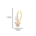 Gold butterfly piercing hoop with sparkling cubic zirconia, size 1.31cm by 0.55cm - 12# Golden