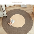 Handwoven round Nordic cotton rope rug in beige and dark tones on light wood floor - Diameter 80cm / Khaki + Marbled Black