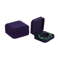 Detail view of open and closed dark purple velvet jewelry boxes for bracelets and bangles - Deep purple