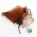 Dark brown sheer organza drawstring gift bag for jewelry packaging and small items - Coffee Brown; 5x7cm