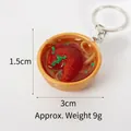 Miniature braised chicken noodle key ring with golden bowl and silver keychain - 3cm Gold Bowl-No.25 (Keychain)