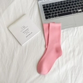 Pink mid-calf cotton socks with a ribbed texture for women in a minimalist style - Deep Pink