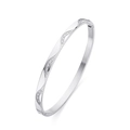 Brazalete ondulado de acero inoxidable plateado con piedras brillantes de diseño moderno - Color Acero