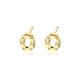 Elegant 18k gold plated oval earrings featuring shimmering white zircon micro inlay - Gold Plated White Zirconia (E2394)
