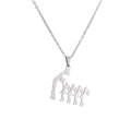 Roestvrijstalen ketting met hanger van een moeder en vijf kinderen in zilveren afwerking - Moeder kust 1 kind en 4 kinderen (CS00245)