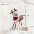 Christmas wool felt reindeer figurine No. 7 with red scarf and 21cm height dimension - Style 7-Light Brown Reindeer with Red Collar (21cm)