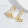 Minimalist gold safety pin earrings with sparkling zircon crystals in a French V-style - Gold Safety Pin Style (ES2738-5)