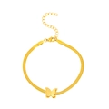 Bracciale a catena serpente placcato oro 18K con ciondolo a farfalla satinata - Oro