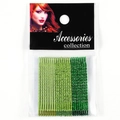 Detail of green glitter and solid bobby pins packed in an Accessories Collection bag - S199-2 [5.1cm 24Pcs Set - Glitter Green Series]