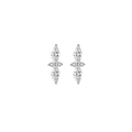 Elegant S925 silver stud earrings featuring marquise-cut zircon stones on a white background - Silver Style 11-Leaf Shape