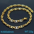 Collana a catena a chicco di caffè dorata in acciaio inossidabile 600mm, 6mm larghezza - Stile A Collana Naso di Maiale (Larghezza 6mm) / 60CM / Oro