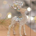 Golden Christmas reindeer ornament with glitter finish and sequins in standing pose - 13cm Glitter Gold Reindeer