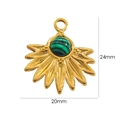 Böhmischer Goldanhänger mit Sonnenstrahlen und grünem Malachitstein 24mm - Malachit