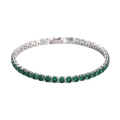 Classico bracciale tennis argento con zirconi quadrati verde smeraldo da 4 mm - 17cm / Placcato Platino Verde