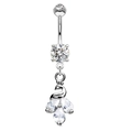 Silver swan belly button ring with sparkling white zirconia stones in pear-cut shapes - Style 23