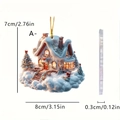 Tabella taglie per ornamento casa di neve natalizia in acrilico, misure 8x7x0,3 cm - Stile A