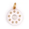 Mini donut-shaped charm featuring white enamel with gold trim and micro-paved zircons - White Diamond Studded Donut Pendant (AAF7069-White)