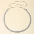 Catena in vita regolabile con strass argento per abiti con cristalli scintillanti intrecciati - Stile a Rete Intrecciata (19430)