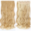 55cm golden curly hair extension with one-piece design and five secure clips - Light Blonde Highlight (22H613)
