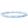 Elastic 4mm natural light blue stone bead bracelet with a minimalist vintage aesthetic - Aquamarine
