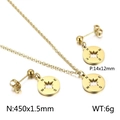 Conjunto de joyas de acero inoxidable bañado en oro 18k con colgante de brújula hueca - Estilo de brújula hueca / Dorado (KS140220-Z)