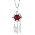 Collier attrape-rêves en argent avec pierre hexagonale rouge et pendentifs plumes - Argent Attrape-rêves Rubis (05)