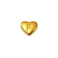 Golden heart-shaped titanium steel bead with letter F engraving and polished finish - Letter F Style (S-P143-F)