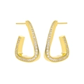 Orecchini a triangolo in argento S925 dorato con micro zirconi incastonati su sfondo bianco - Argento 925 / Oro 18K