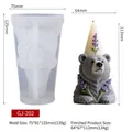 Cone bear candle silicone mold with party hat and lavender details for DIY aromatheraphy - GJ-202 (Bear Candle Mold)