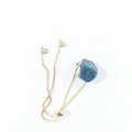 Detail of blue natural crystal stone set on a golden adjustable slider chain bracelet - Apatite