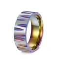 Regenbogenfarbener Edelstahlring mit gebürsteter Oberfläche im Industrie-Stil für Herren - US 7 / Bunt
