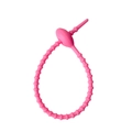 Pink flexible silicone cable tie with adjustable notched design for cord management - Light Rose Red