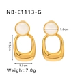 18K goud vergulde roestvrijstalen oorbellen met witte kattenoogsteen en afmetingen - 18K goud / Goud (18K Gold)