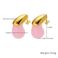 Détails des boucles d'oreilles 31mm en acier inoxydable doré et rose avec dimensions - Style Goutte d'Eau Irrégulière Or + Rose (KE029)