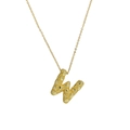 Textured gold brass balloon bubble letter W pendant necklace for women - Necklace W