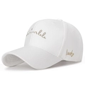 White cotton baseball cap with gold metallic embroidery and Twinklele cursive text - Adjustable / White
