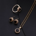 Elegant gold-plated jewelry set featuring black circular stones and white zircon accents - Style C / Black