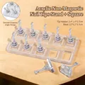 Detailed view of acrylic nail display stand with dimensions 12x6.2cm and 10 square holders - 10-Slot Non-Magnetic Base 01 - Gold
