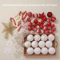 64-piece gold and red Christmas tree ornament set including star topper and baubles - Gold Red Set