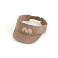 Detail of brown sun visor with beige M embroidery and adjustable buckle - 52cm / Brown