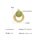 18K gold plated stainless steel pendant with green aventurine, size 2cm x 1.5cm - SAC23061912-Green Aventurine