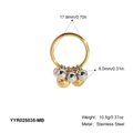 Diagrama técnico con diámetro de 17,9mm y dijes de bolas en el anillo de acero inoxidable - Estilo de Cuenta Grande Mezcla Oro y Plata (YYR025035-MB)