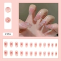 3D embossed camellia ballerina fake nails with nude pink gradient and pearl accents - Z356 Light-changing Camellia (Glue Style)