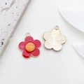 Rote Kirschblüten-Emaille-Blumenanhänger mit Goldlegierungsrückseite für DIY-Schmuck - Blume 19x22mm