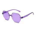 Rimless geometric sunglasses in translucent jelly purple with wavy lens edge - Transparent Purple