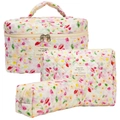 3-delige set gewatteerde katoenen make-uptassen met bloemenmotief en diverse formaten tasjes - Schilderen / Groot Formaat 25*16*16cm