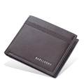 Men's bifold short wallet in dark brown leather with Greek key embossed pattern - Dark Coffee