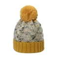 Gorro de punto de mezcla de mohair con pompón grande en color jengibre y gris mixto - M (56-58cm) / Amarillo